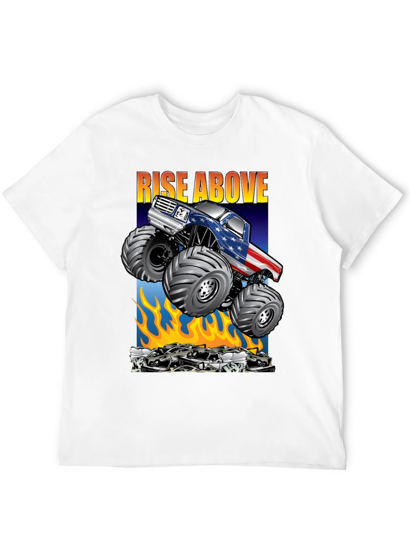 Camiseta Negra con Diseño de Monster Truck Americano