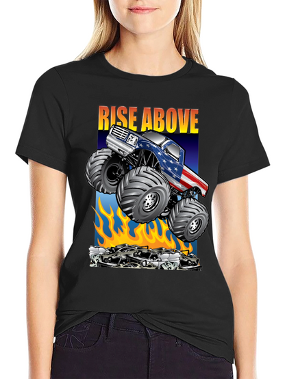 Camiseta Negra con Diseño de Monster Truck Americano