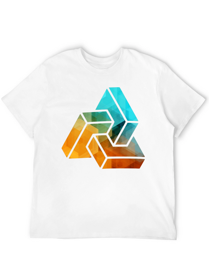 Camiseta Negra con Diseño Abstracto Triangular Geométrico
