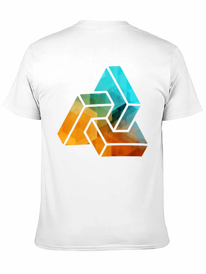 Camiseta Negra con Diseño Abstracto Triangular Geométrico