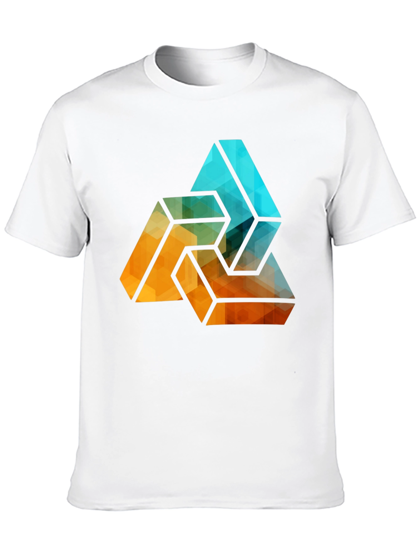 Camiseta Negra con Diseño Abstracto Triangular Geométrico