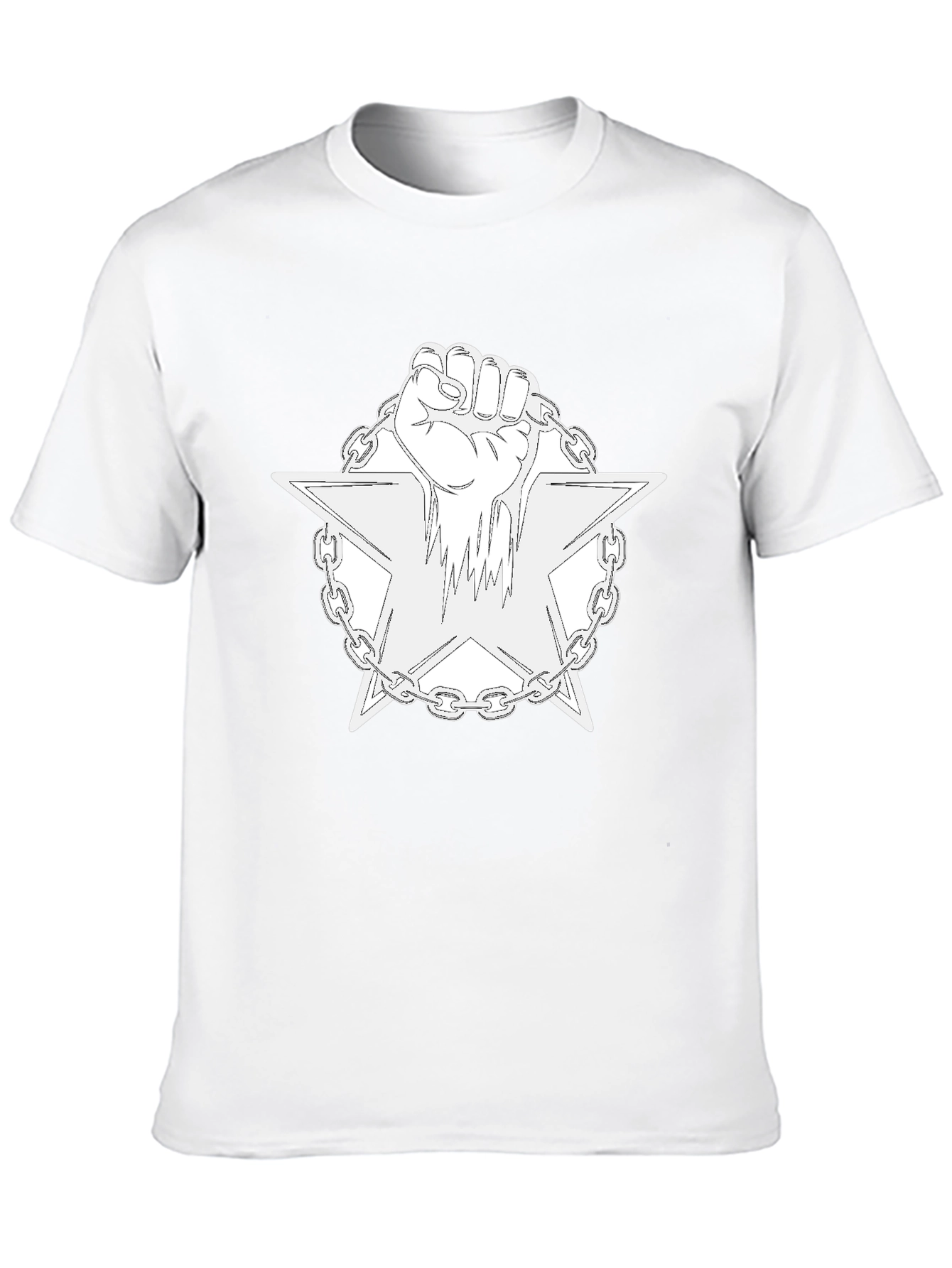 Camiseta Negra con Diseño de Puño y Estrella Encadenada