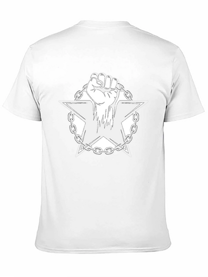 Camiseta Negra con Diseño de Puño y Estrella Encadenada