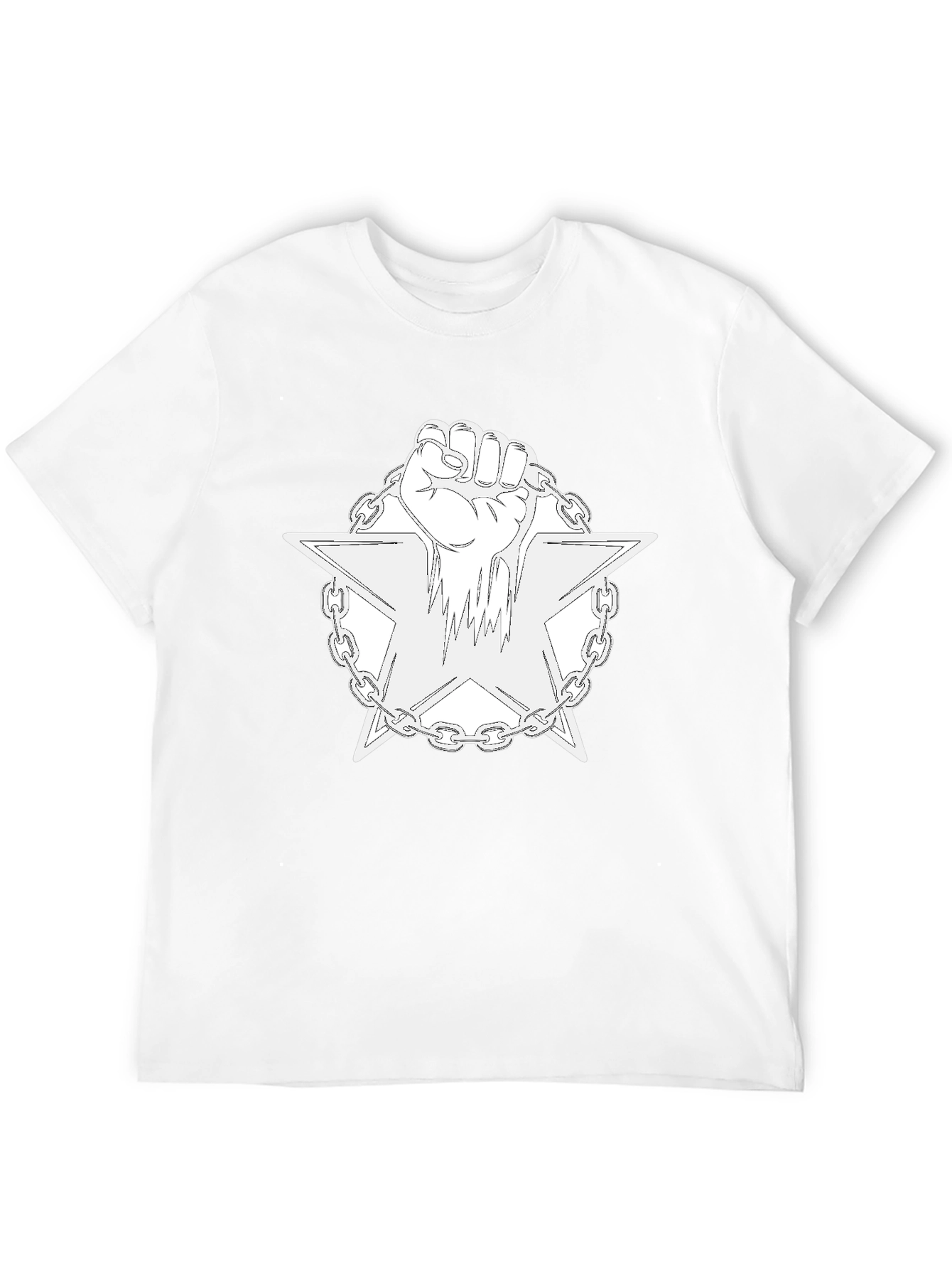 Camiseta Negra con Diseño de Puño y Estrella Encadenada