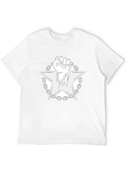 Camiseta Negra con Diseño de Puño y Estrella Encadenada