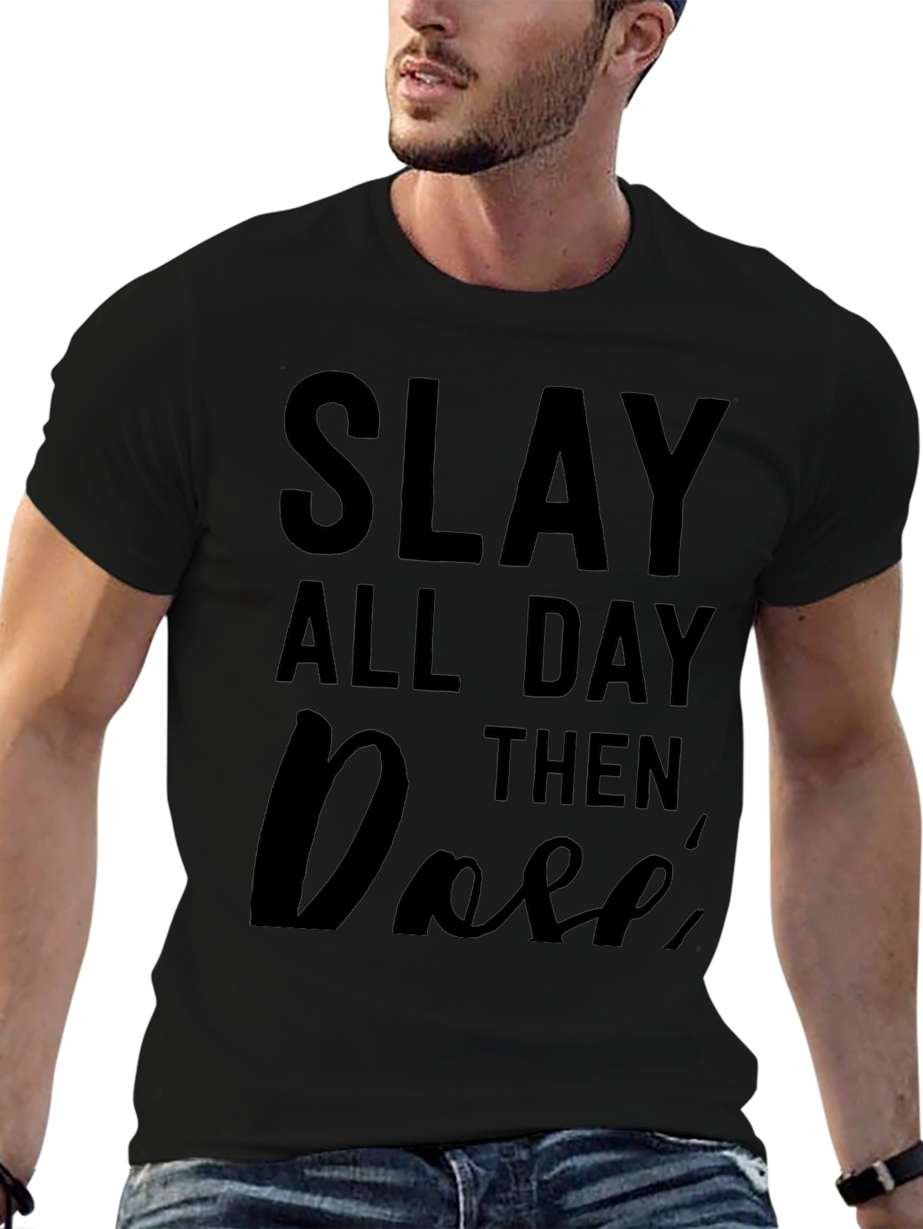 Camiseta Negra Slay All Day Then Rosé