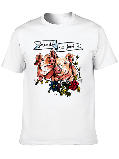 Camiseta Negra con Diseño de Cerditos Veganos