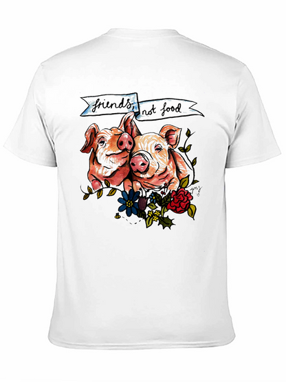 Camiseta Negra con Diseño de Cerditos Veganos