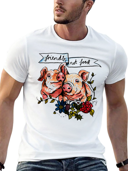 Camiseta Negra con Diseño de Cerditos Veganos