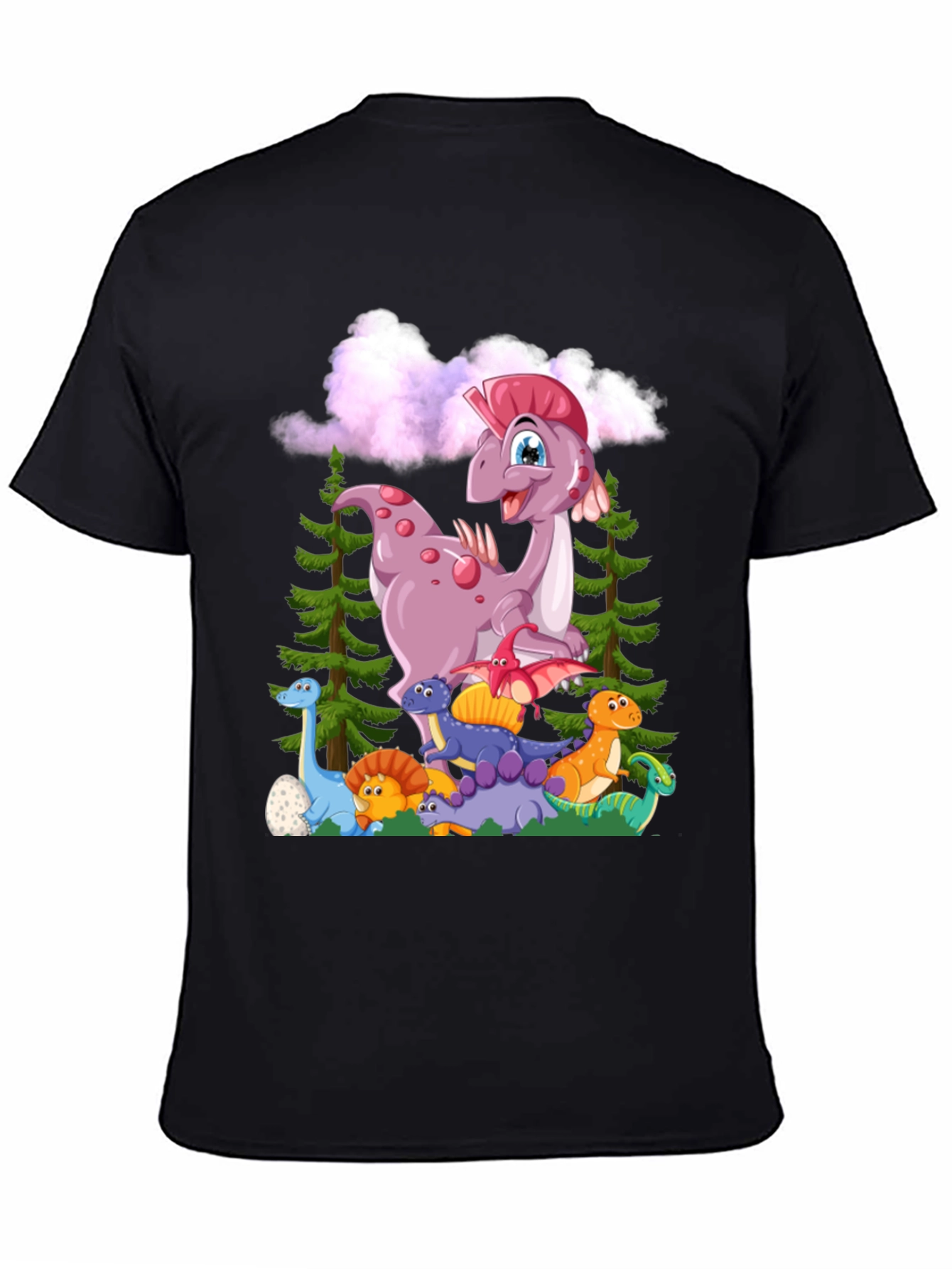 Camiseta Negra con Diseño de Dinosaurios para Niños