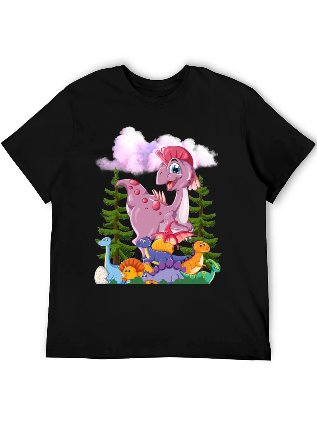 Camiseta Negra con Diseño de Dinosaurios para Niños