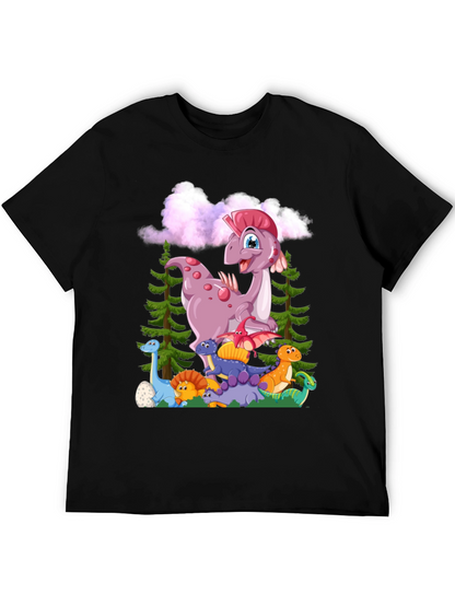 Camiseta Negra con Diseño de Dinosaurios para Niños