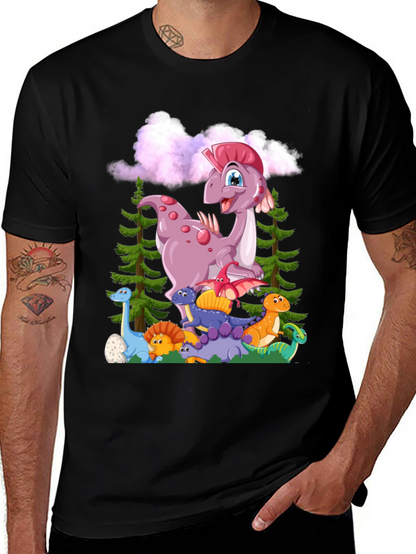 Camiseta Negra con Diseño de Dinosaurios para Niños