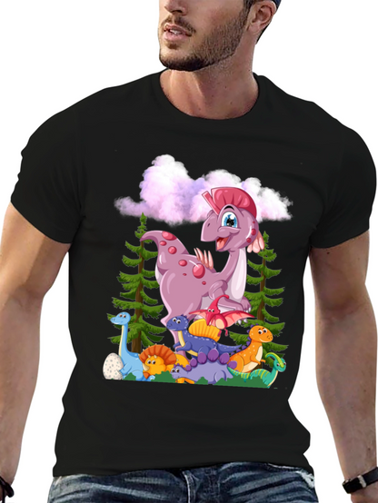 Camiseta Negra con Diseño de Dinosaurios para Niños
