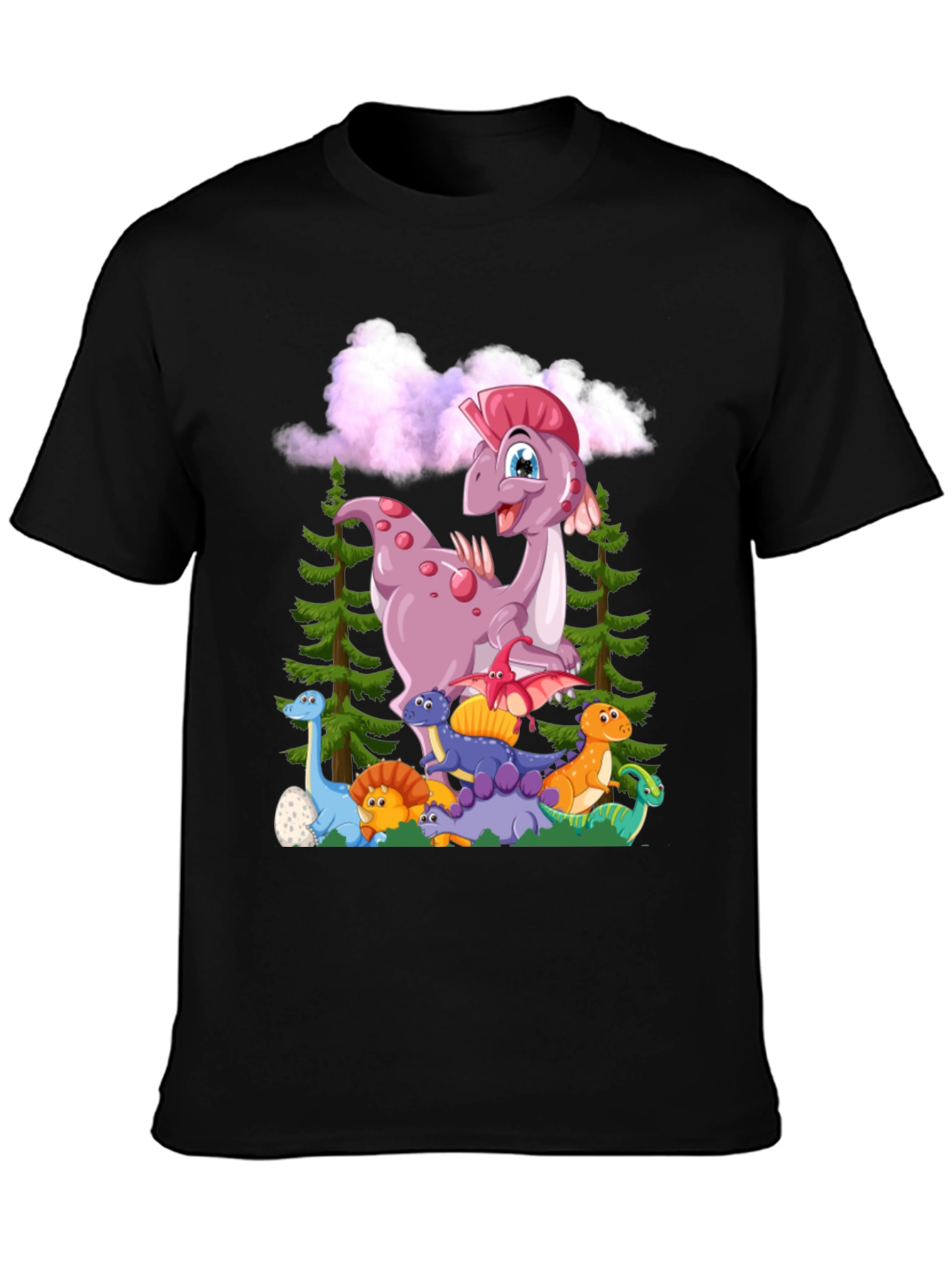 Camiseta Negra con Diseño de Dinosaurios para Niños