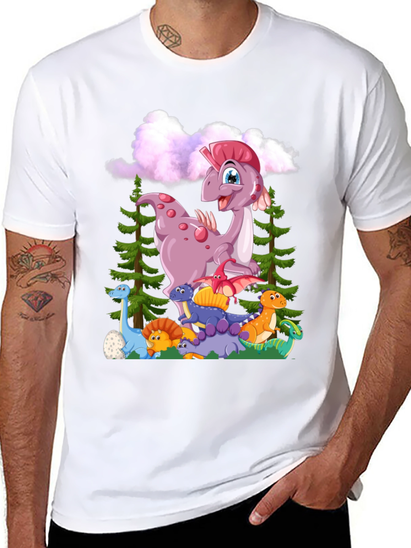 Camiseta Negra con Diseño de Dinosaurios para Niños