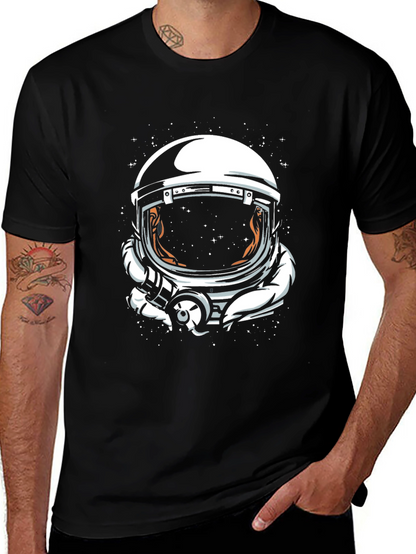Camiseta Negra Estampado Astronauta Espacial