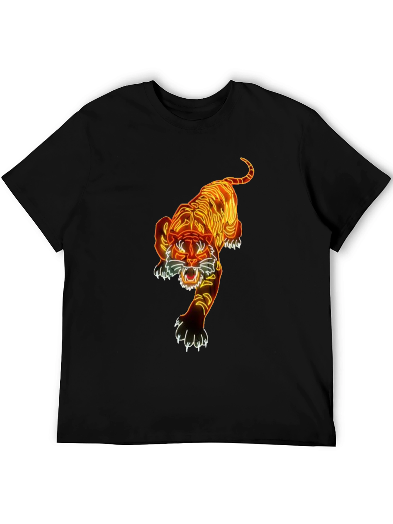 Camiseta Negra con Diseño de Tigre Neon