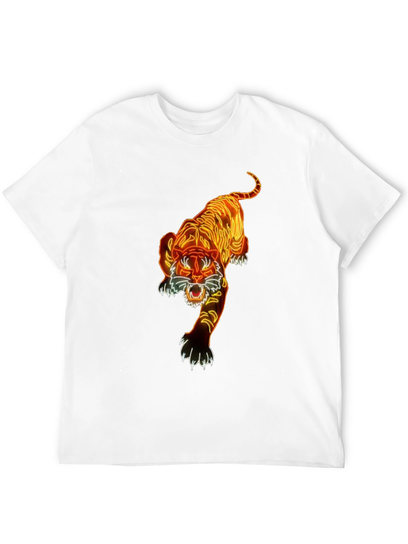Camiseta Negra con Diseño de Tigre Neon