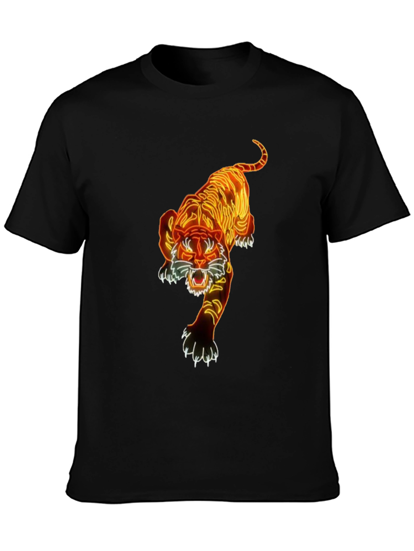 Camiseta Negra con Diseño de Tigre Neon
