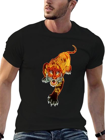 Camiseta Negra con Diseño de Tigre Neon