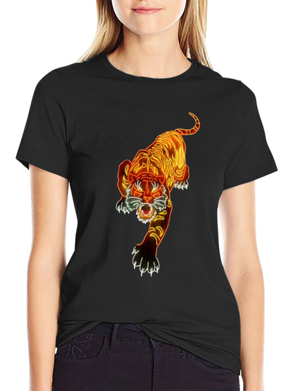 Camiseta Negra con Diseño de Tigre Neon