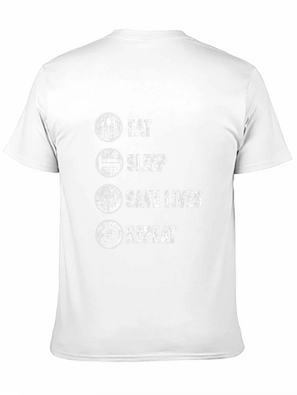 Camiseta Negra: Come Duerme Salva Vidas Repite