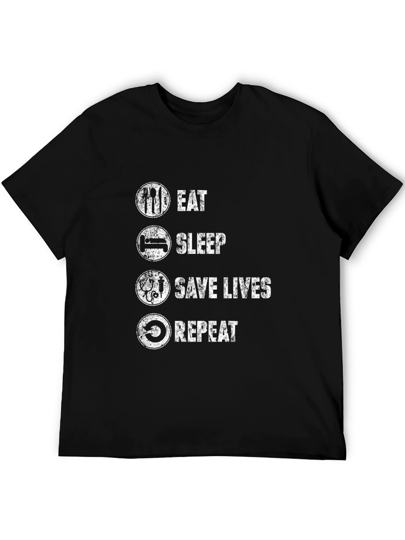 Camiseta Negra: Come Duerme Salva Vidas Repite