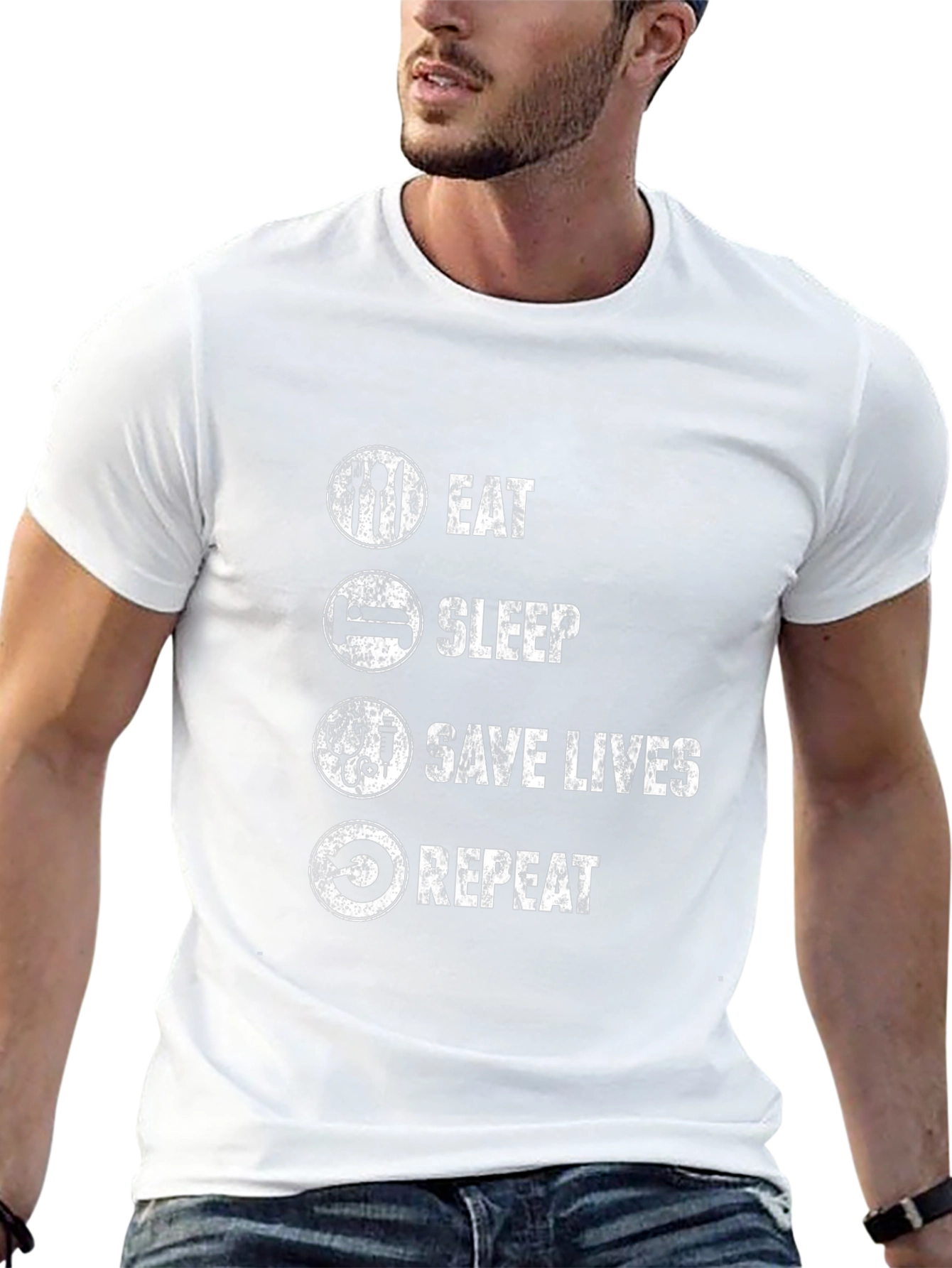 Camiseta Negra: Come Duerme Salva Vidas Repite