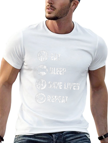 Camiseta Negra: Come Duerme Salva Vidas Repite