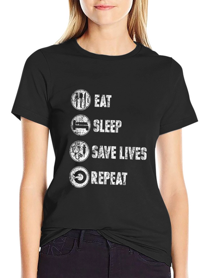 Camiseta Negra: Come Duerme Salva Vidas Repite