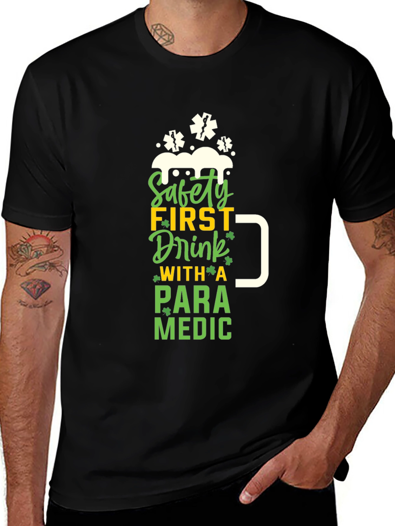 Camiseta Negra Paramedico - Bebe con Seguridad