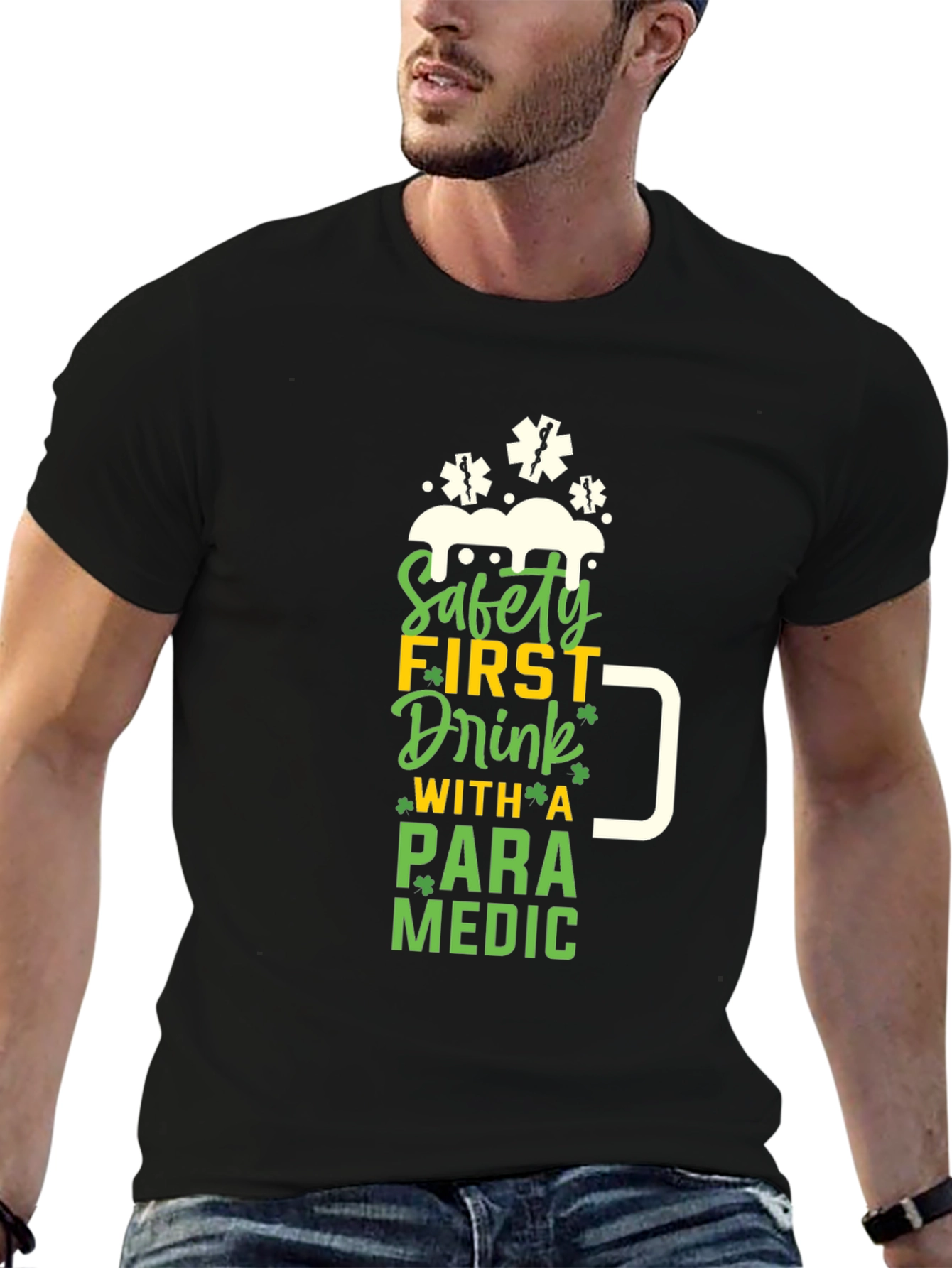 Camiseta Negra Paramedico - Bebe con Seguridad