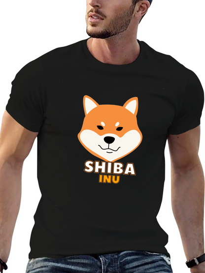 Camiseta Negra Hombre - Diseño Shiba Inu