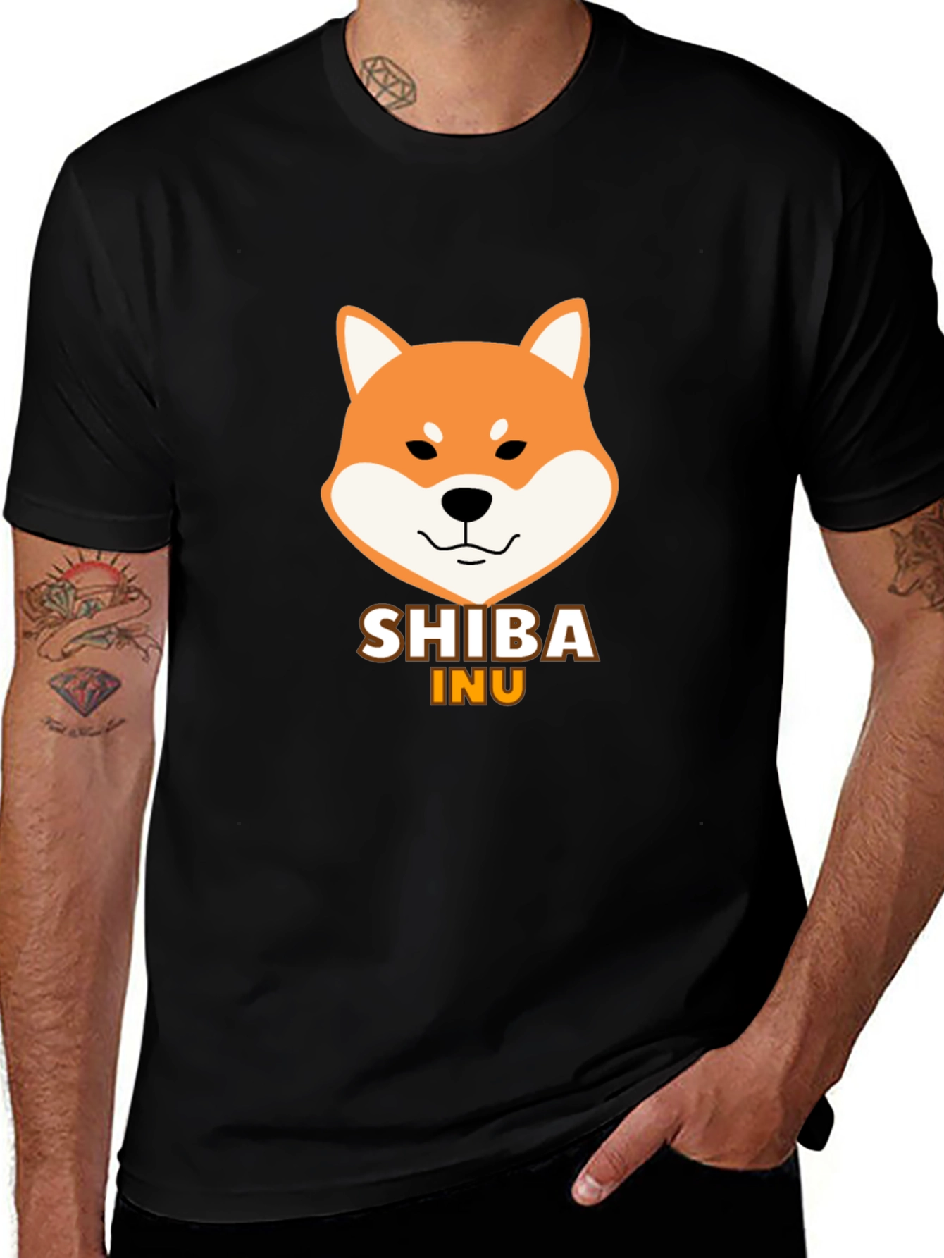 Camiseta Negra Hombre - Diseño Shiba Inu