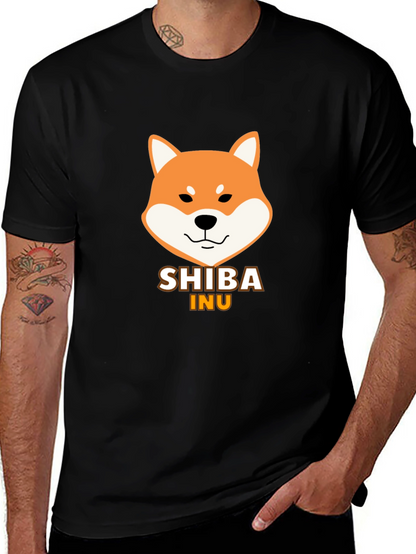 Camiseta Negra Hombre - Diseño Shiba Inu