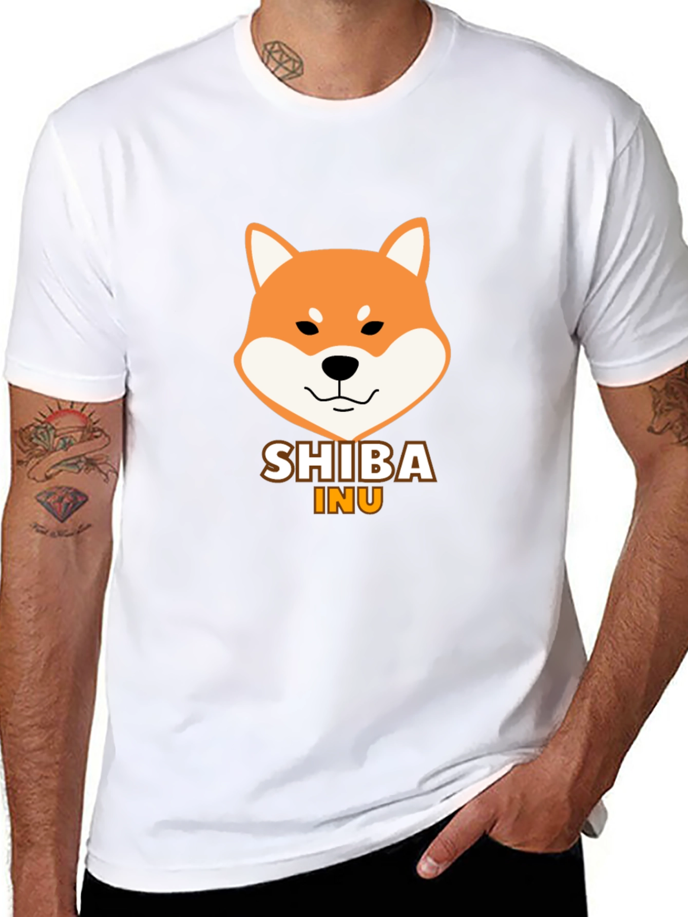 Camiseta Negra Hombre - Diseño Shiba Inu