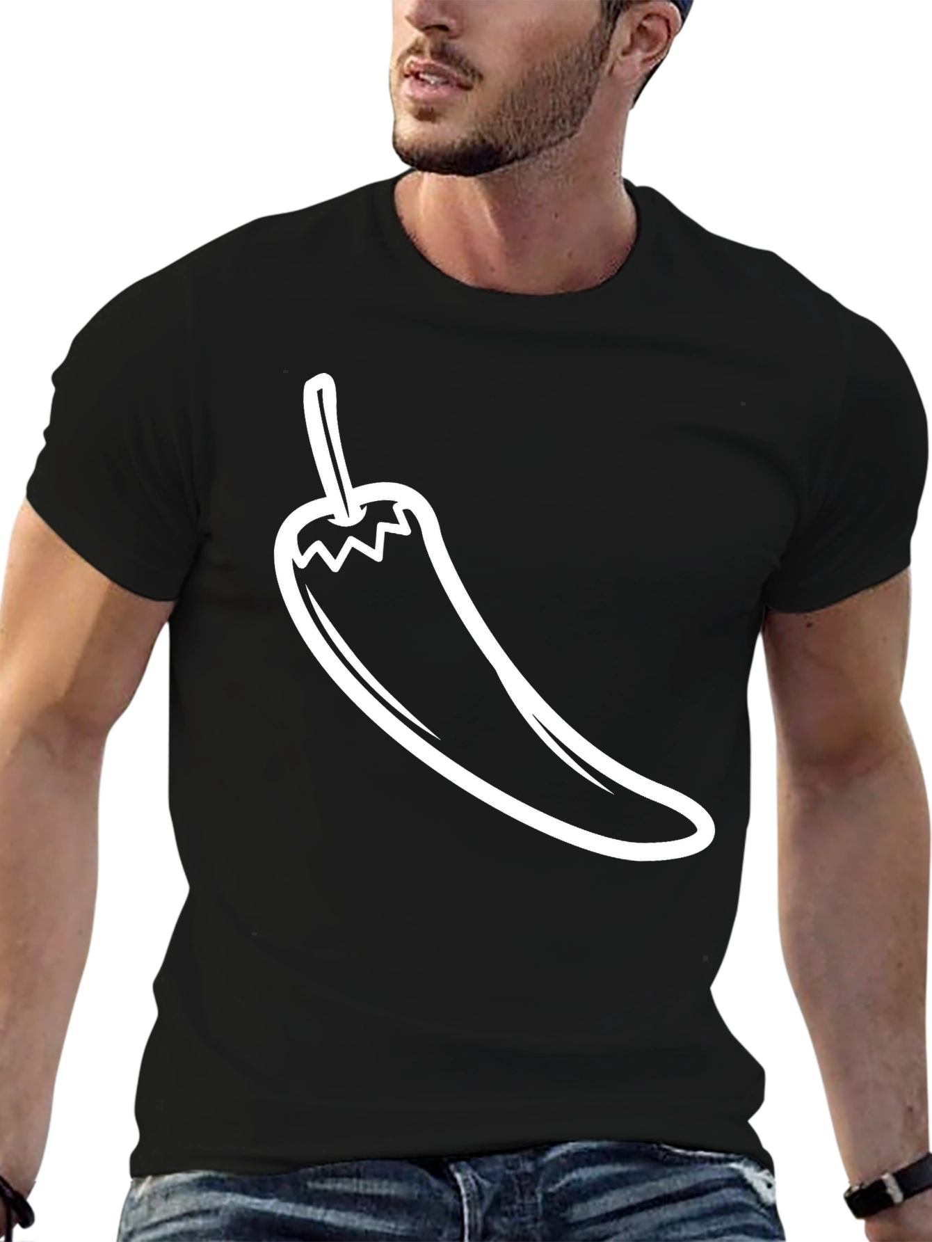 Camiseta Negra con Diseño de Chile Picante