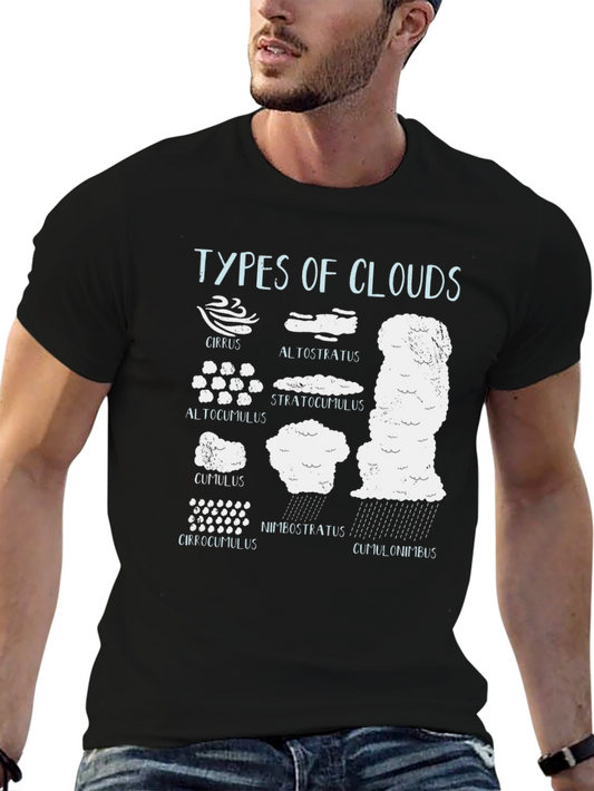Camiseta Negra Tipos de Nubes