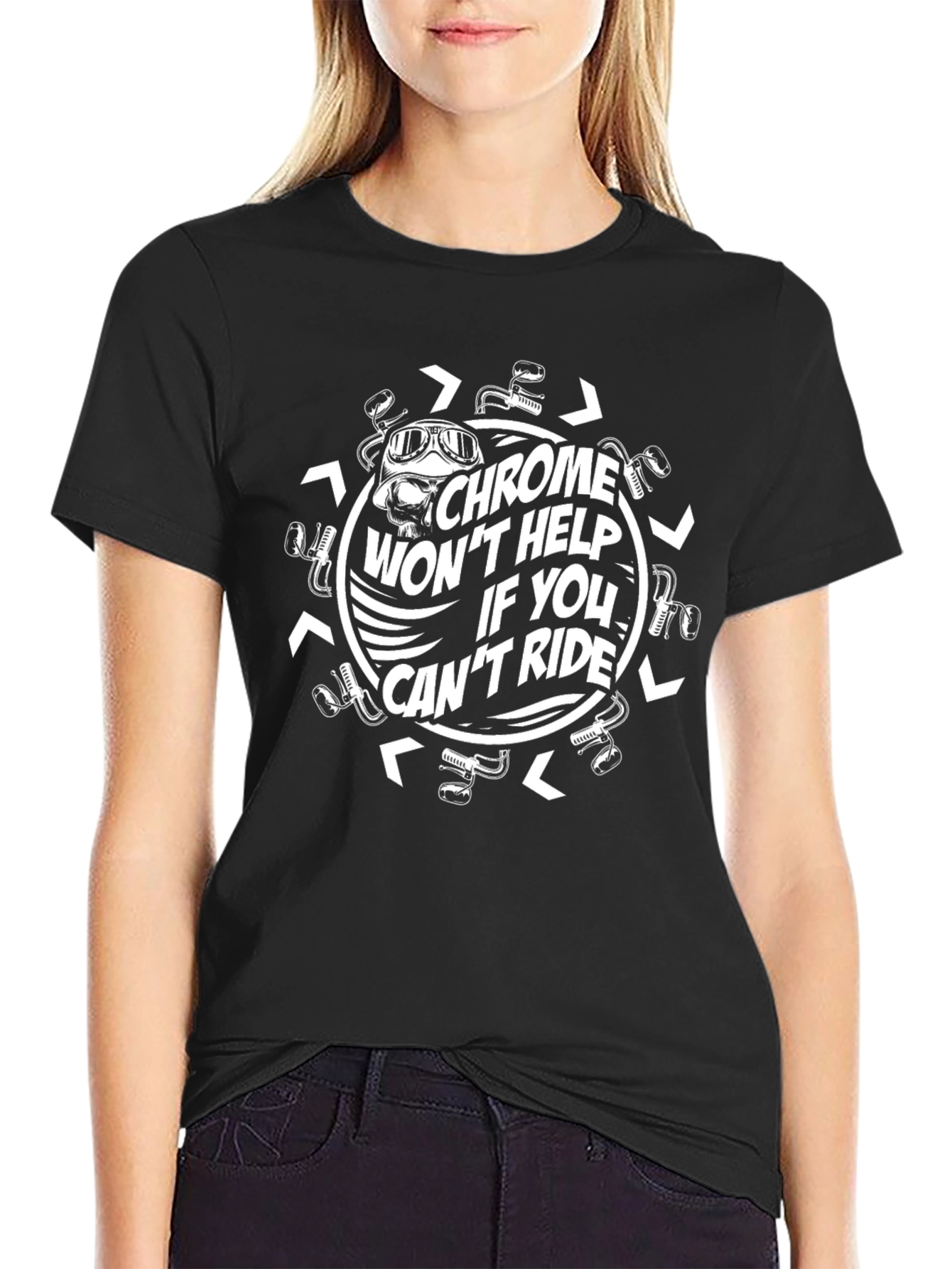 Camiseta Negra Motera - Chrome Wont Help