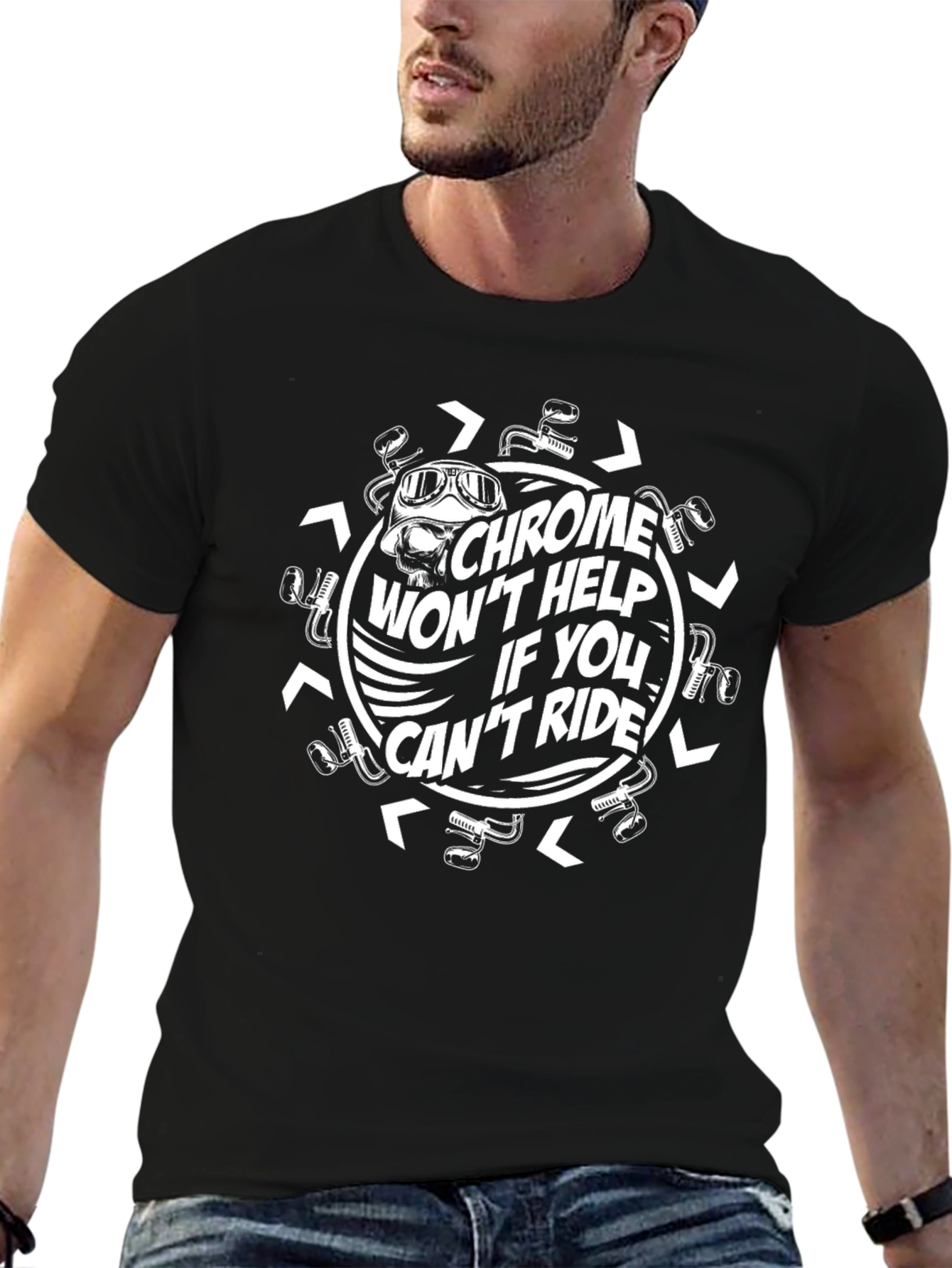 Camiseta Negra Motera - Chrome Wont Help