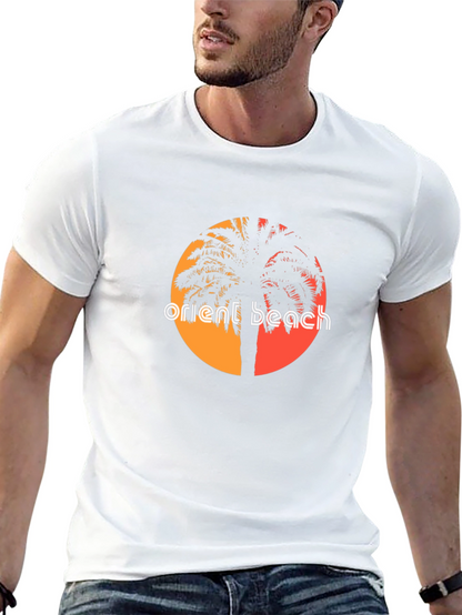 Camiseta Negra Orient Beach con Diseño Tropical