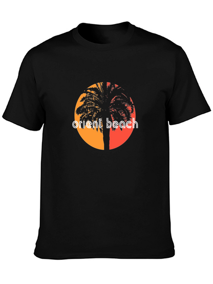 Camiseta Negra Orient Beach con Diseño Tropical