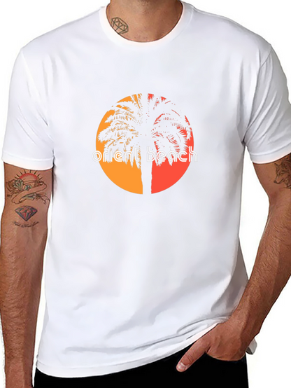Camiseta Negra Orient Beach con Diseño Tropical