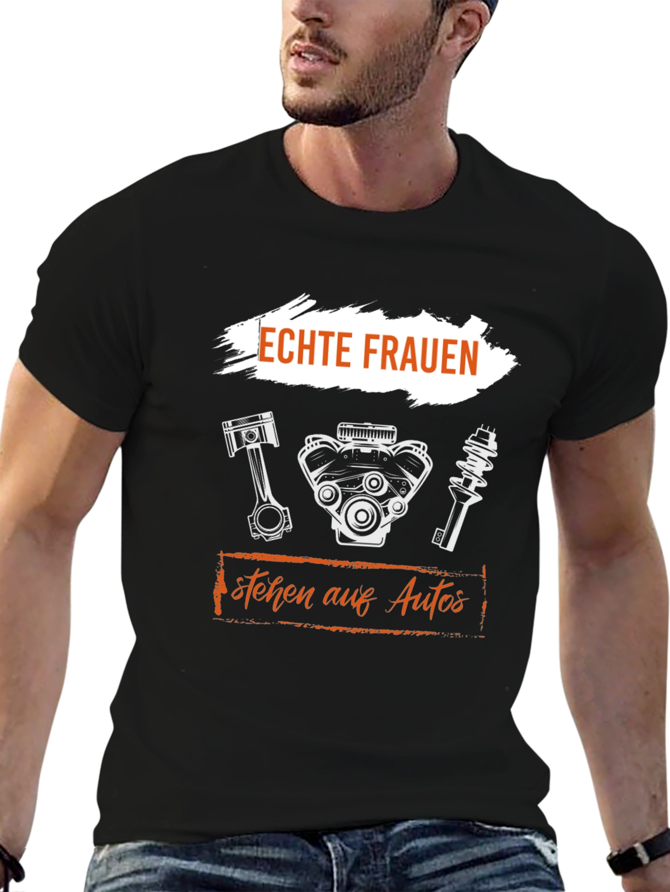 Camiseta Negra Mecánica - Echte Frauen stehen auf Autos