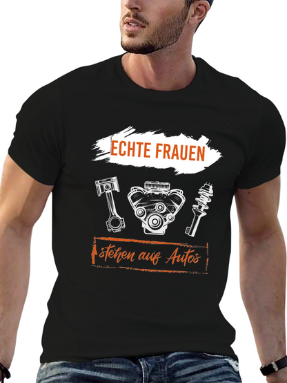 Camiseta Negra Mecánica - Echte Frauen stehen auf Autos