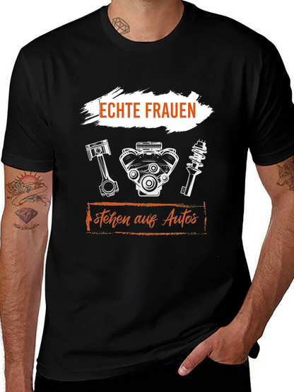 Camiseta Negra Mecánica - Echte Frauen stehen auf Autos
