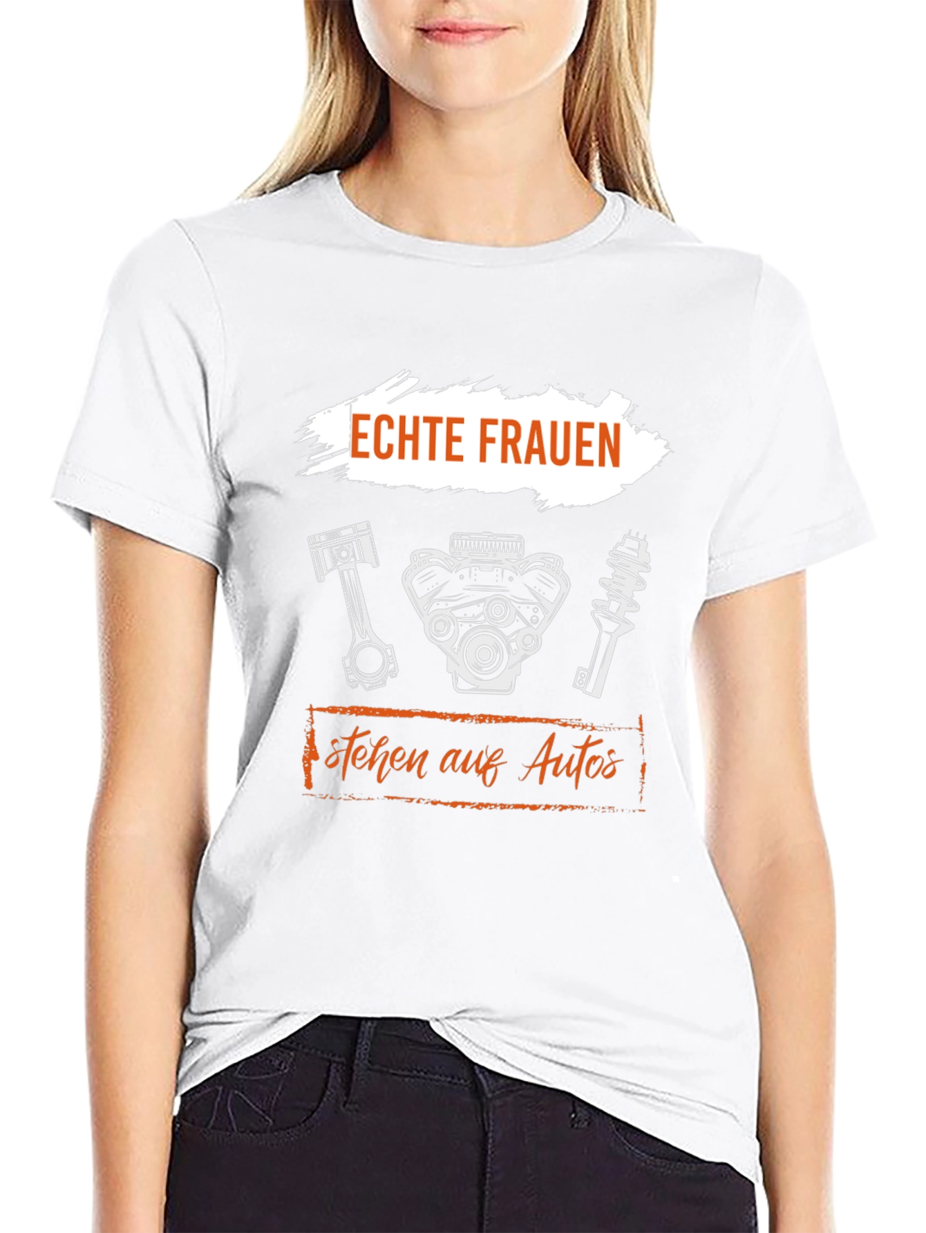 Camiseta Negra Mecánica - Echte Frauen stehen auf Autos