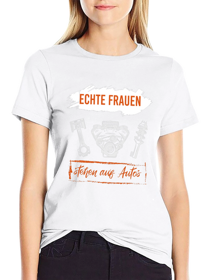 Camiseta Negra Mecánica - Echte Frauen stehen auf Autos