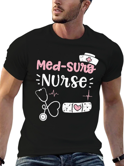 Camiseta Negra Med-Surg Nurse para Enfermeras